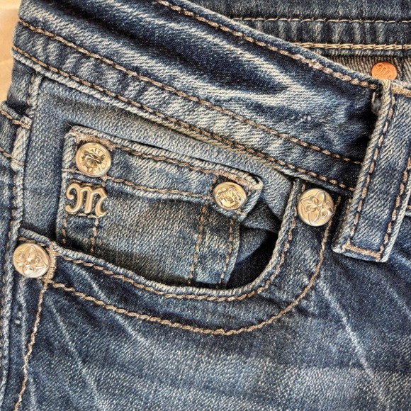 Miss Me Jeans Skinny Mid Rise Embellished Pockets Dark Wash Size 27x31 - Picture 5 of 8